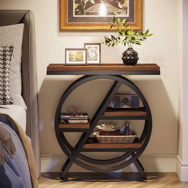Traditional Vintage Round Rectangular PVC Metal Side Table 4-Tray For Living Room - Image 7