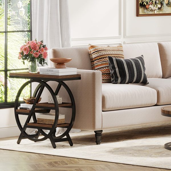 Traditional Vintage Round Rectangular PVC Metal Side Table 4-Tray For Living Room - Image 10
