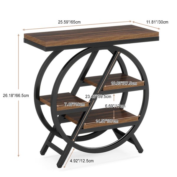 Traditional Vintage Round Rectangular PVC Metal Side Table 4-Tray For Living Room - Image 4