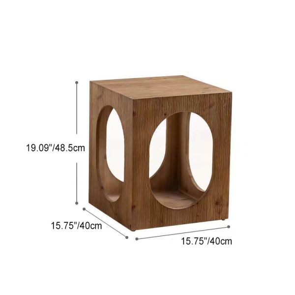 Traditional Japanese Square Solid Wood Side Table 2-Tier For Living Room - Image 3