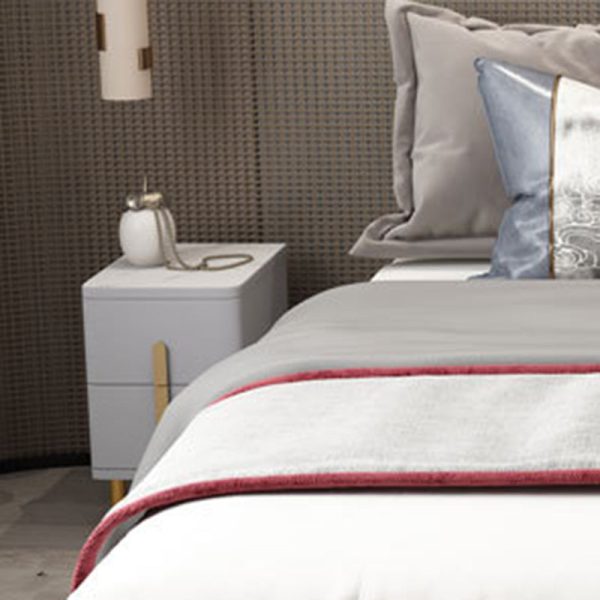 Modern Minimalist Rectangular Square Marble Solid Wood Nightstand 2-Drawer For Bedroom - Image 15