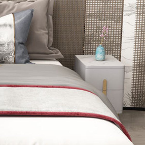 Modern Minimalist Rectangular Square Marble Solid Wood Nightstand 2-Drawer For Bedroom - Image 17