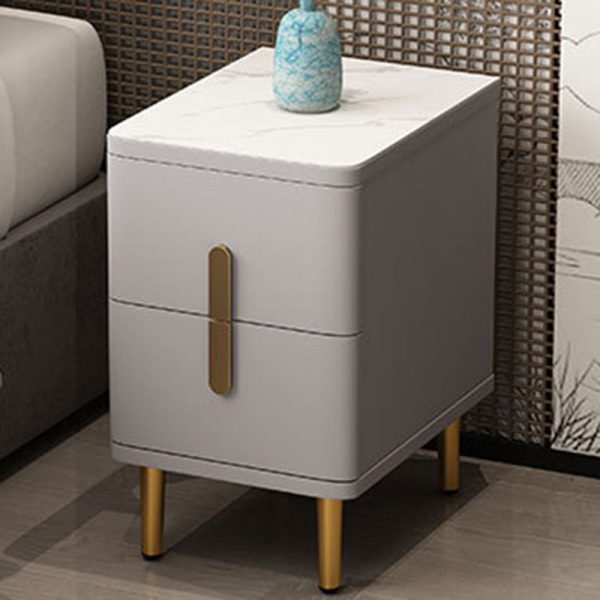 Modern Minimalist Rectangular Square Marble Solid Wood Nightstand 2-Drawer For Bedroom - Image 20