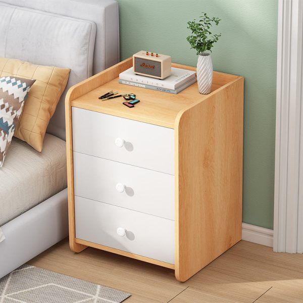 Contemporary Scandinavian Square Rectangular Density Board Nightstand 2/3 Drawer For Bedroom - Image 2
