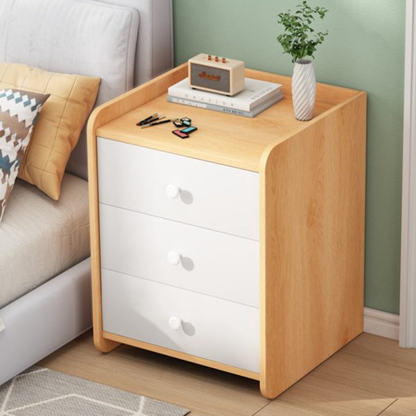 Contemporary Scandinavian Square Rectangular Density Board Nightstand 2/3 Drawer For Bedroom - Image 9
