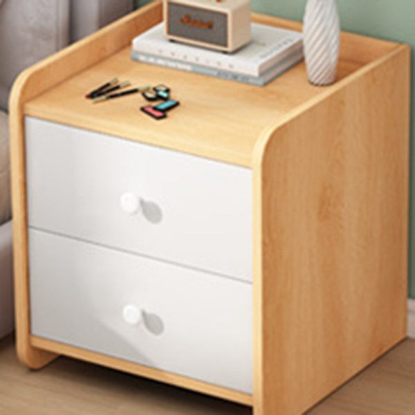 Contemporary Scandinavian Square Rectangular Density Board Nightstand 2/3 Drawer For Bedroom - Image 8