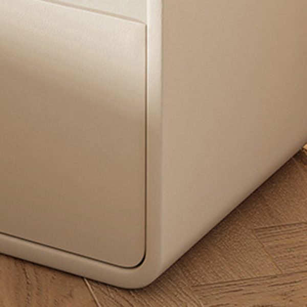 Contemporary Scandinavian Rectangular Leather Wood Nightstand 2-Drawer For Bedroom - Image 6