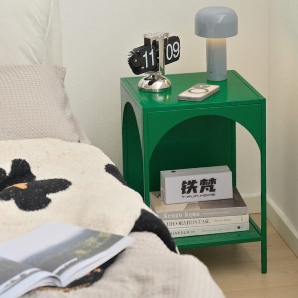 Contemporary Creative Square Rectangular Iron Nightstand 1-Tier For Bedroom - Image 7
