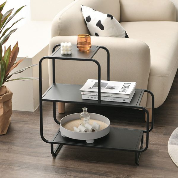 Contemporary Scandinavian Rectangular Iron Side Table 3-Tier For Living Room - Image 3