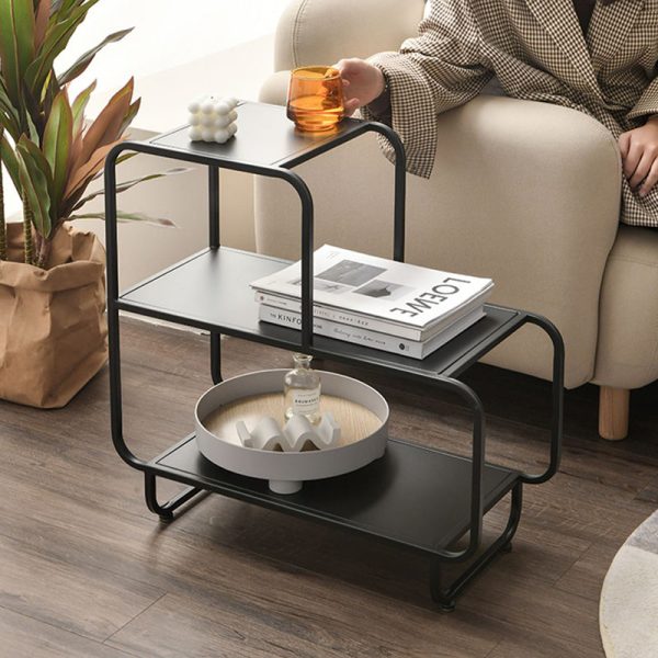 Contemporary Scandinavian Rectangular Iron Side Table 3-Tier For Living Room - Image 10