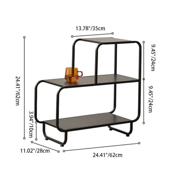 Contemporary Scandinavian Rectangular Iron Side Table 3-Tier For Living Room - Image 8