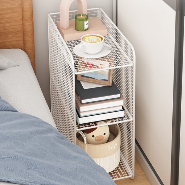 Modern Minimalist Rectangular Lattice Mesh Iron Side Table 3-Tier For Living Room - Image 2