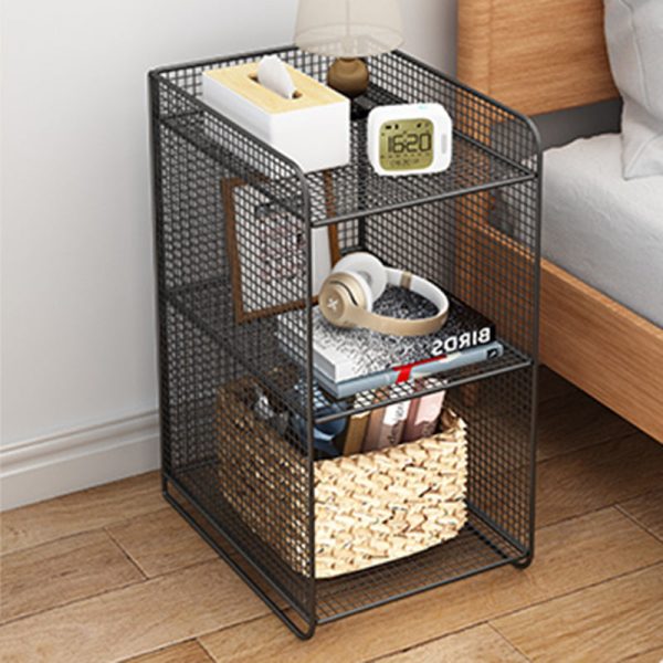 Modern Minimalist Rectangular Lattice Mesh Iron Side Table 3-Tier For Living Room - Image 13