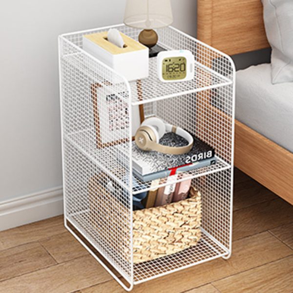 Modern Minimalist Rectangular Lattice Mesh Iron Side Table 3-Tier For Living Room - Image 14
