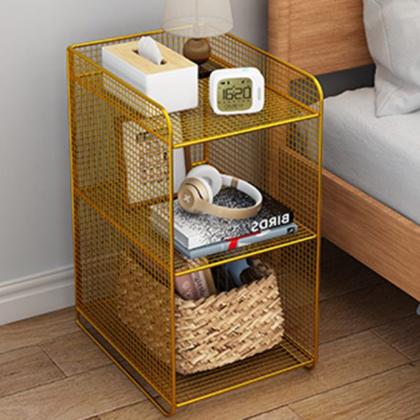 Modern Minimalist Rectangular Lattice Mesh Iron Side Table 3-Tier For Living Room - Image 3