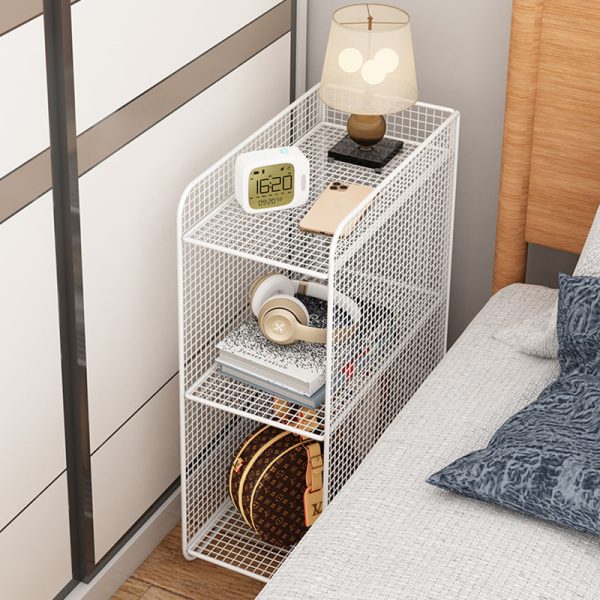 Modern Minimalist Rectangular Lattice Mesh Iron Side Table 3-Tier For Living Room - Image 19