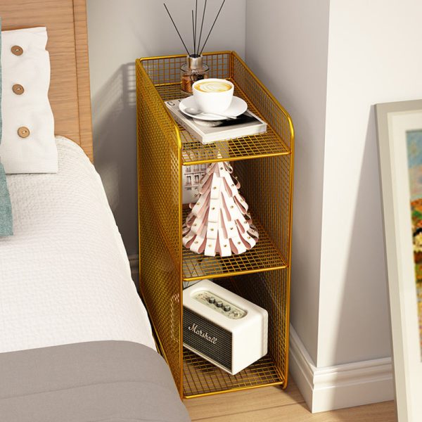 Modern Minimalist Rectangular Lattice Mesh Iron Side Table 3-Tier For Living Room - Image 20