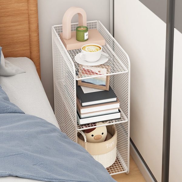 Modern Minimalist Rectangular Lattice Mesh Iron Side Table 3-Tier For Living Room - Image 15