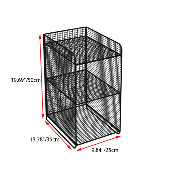 Modern Minimalist Rectangular Lattice Mesh Iron Side Table 3-Tier For Living Room - Image 7