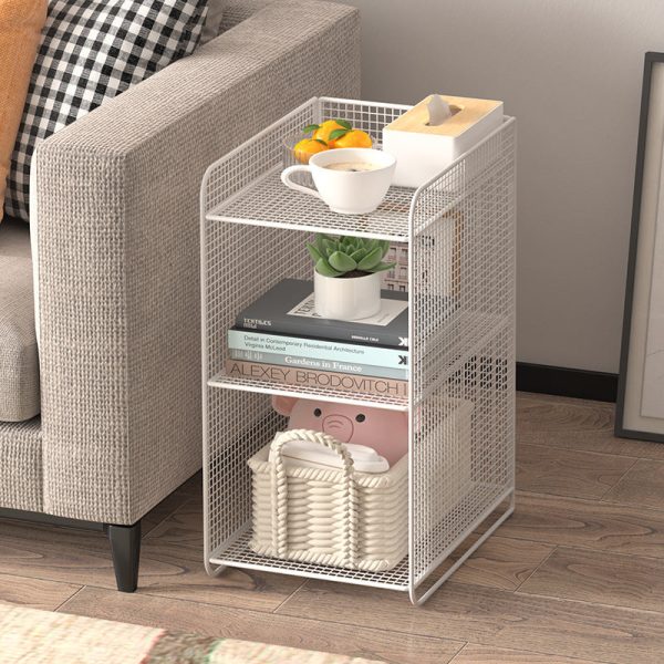 Modern Minimalist Rectangular Lattice Mesh Iron Side Table 3-Tier For Living Room - Image 4