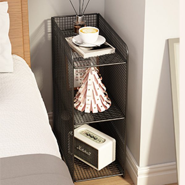 Modern Minimalist Rectangular Lattice Mesh Iron Side Table 3-Tier For Living Room - Image 5