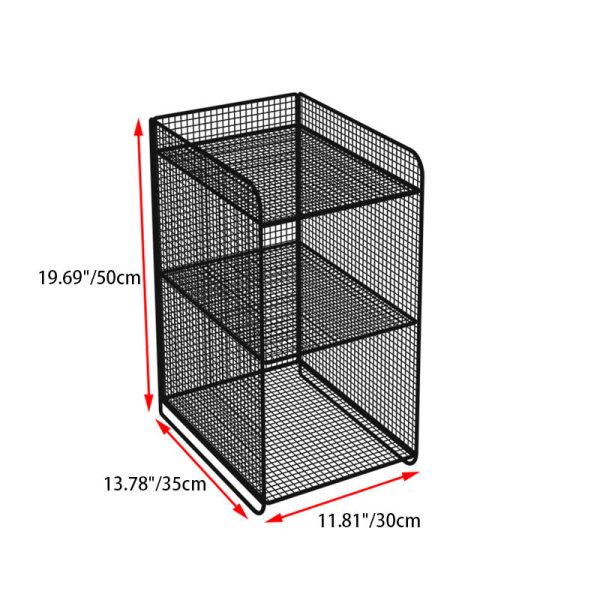 Modern Minimalist Rectangular Lattice Mesh Iron Side Table 3-Tier For Living Room - Image 8