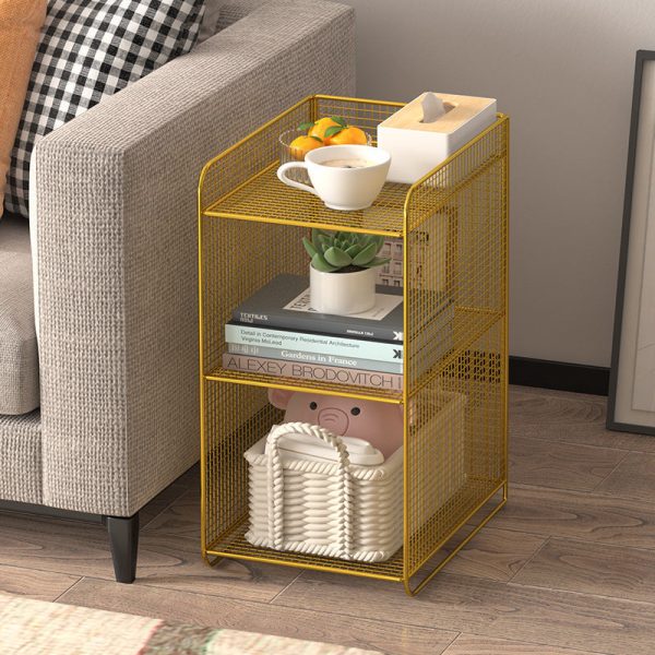 Modern Minimalist Rectangular Lattice Mesh Iron Side Table 3-Tier For Living Room - Image 24