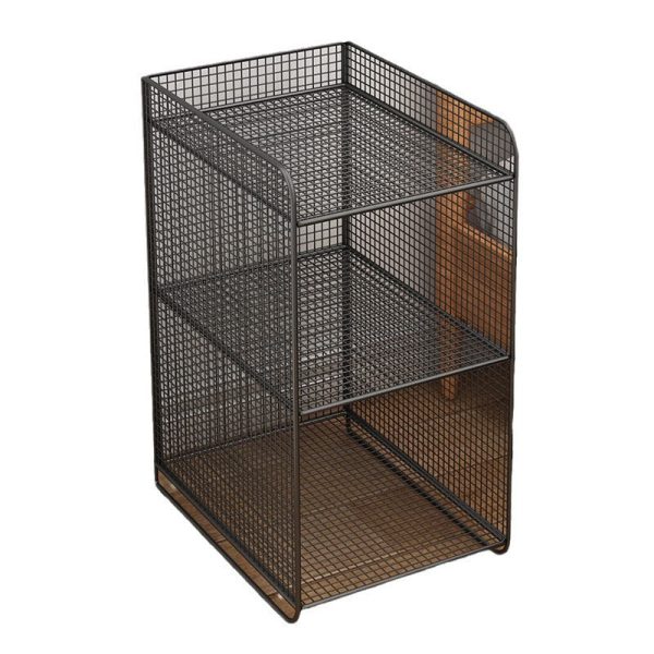 Modern Minimalist Rectangular Lattice Mesh Iron Side Table 3-Tier For Living Room - Image 9