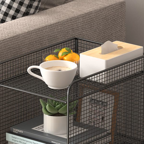 Modern Minimalist Rectangular Lattice Mesh Iron Side Table 3-Tier For Living Room - Image 11