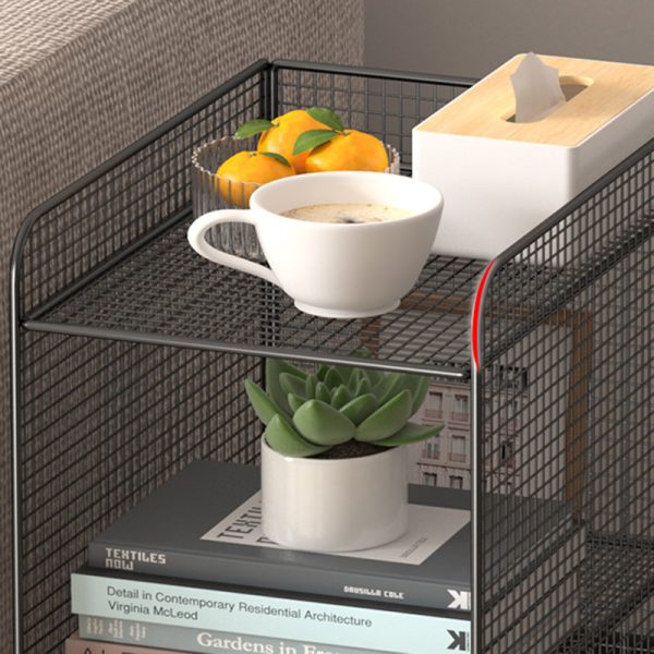 Modern Minimalist Rectangular Lattice Mesh Iron Side Table 3-Tier For Living Room - Image 10