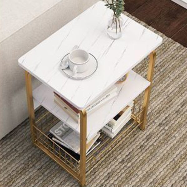 Contemporary Creative Rectangular Grid Density Board Steel Side Table 2/3 Tier For Living Room - Image 14