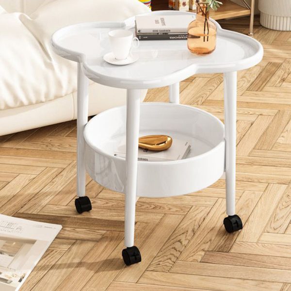 Modern Minimalist Clover Round Cylinder Density Board Metal Side Table 2-Tier For Living Room - Image 18