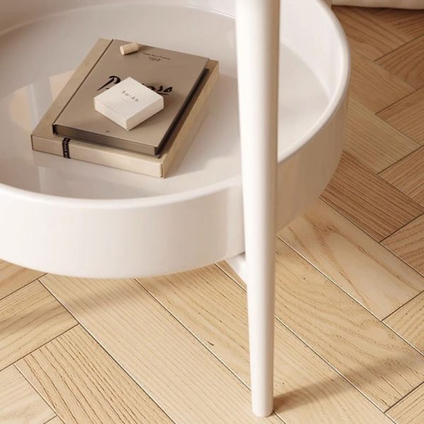 Modern Minimalist Clover Round Cylinder Density Board Metal Side Table 2-Tier For Living Room - Image 11
