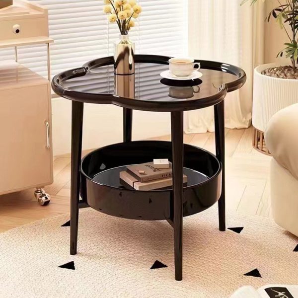 Modern Minimalist Clover Round Cylinder Density Board Metal Side Table 2-Tier For Living Room - Image 20
