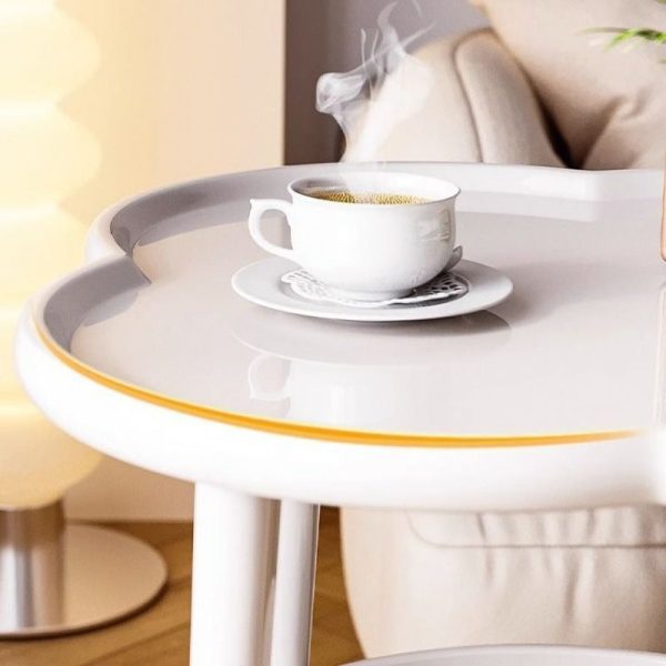 Modern Minimalist Clover Round Cylinder Density Board Metal Side Table 2-Tier For Living Room - Image 14