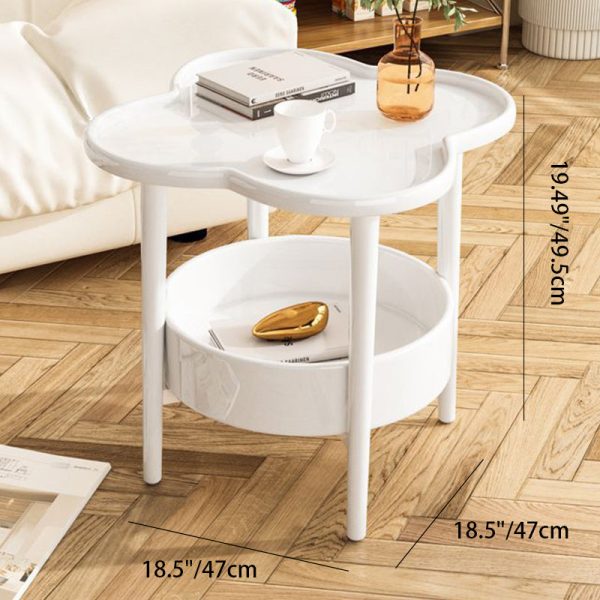 Modern Minimalist Clover Round Cylinder Density Board Metal Side Table 2-Tier For Living Room - Image 4