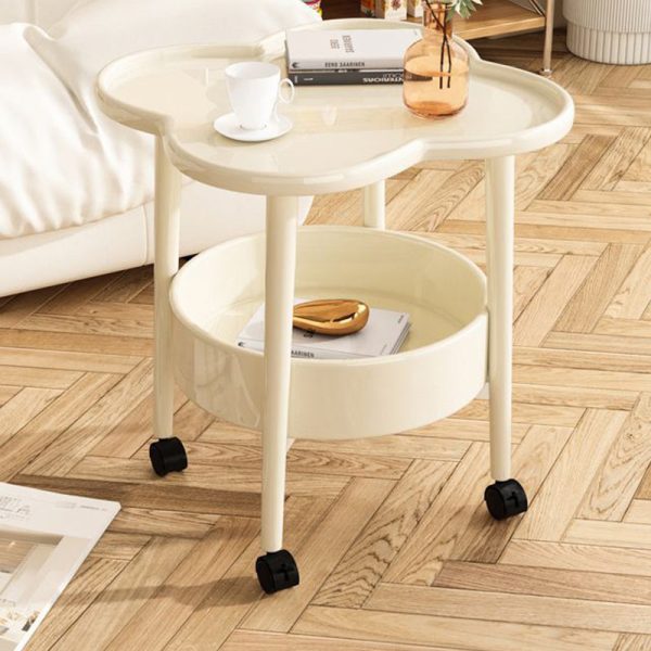 Modern Minimalist Clover Round Cylinder Density Board Metal Side Table 2-Tier For Living Room - Image 19