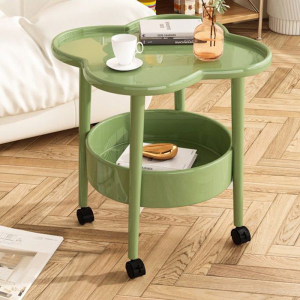 Modern Minimalist Clover Round Cylinder Density Board Metal Side Table 2-Tier For Living Room - Image 21