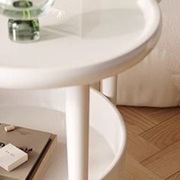 Modern Minimalist Clover Round Cylinder Density Board Metal Side Table 2-Tier For Living Room - Image 17