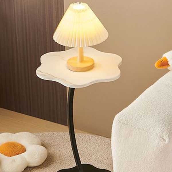 Modern Minimalist Petal Curved Density Board Metal Side Table 1-Tier For Living Room - Image 3