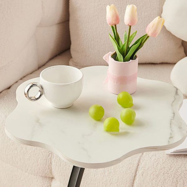 Modern Minimalist Petal Curved Density Board Metal Side Table 1-Tier For Living Room - Image 7