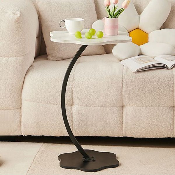 Modern Minimalist Petal Curved Density Board Metal Side Table 1-Tier For Living Room - Image 10