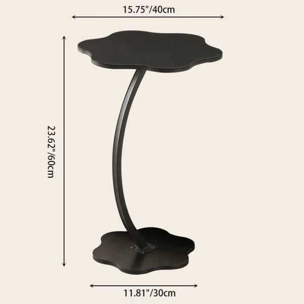 Modern Minimalist Petal Curved Density Board Metal Side Table 1-Tier For Living Room - Image 4