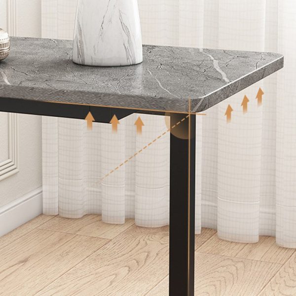 Modern Minimalist Rectangular Stone Rock Slab Iron Side Table 1-Tier For Living Room - Image 6