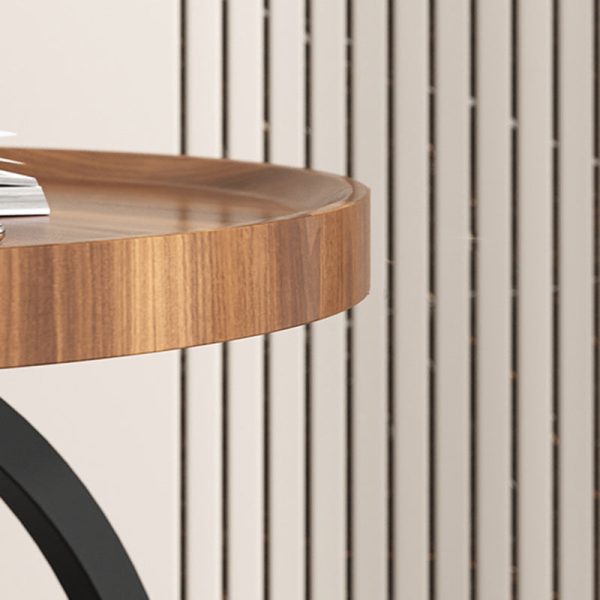 Contemporary Scandinavian Round Curved Line Moon Blister Board Steel Iron Side Table 2-Tier For Living Room - Image 8