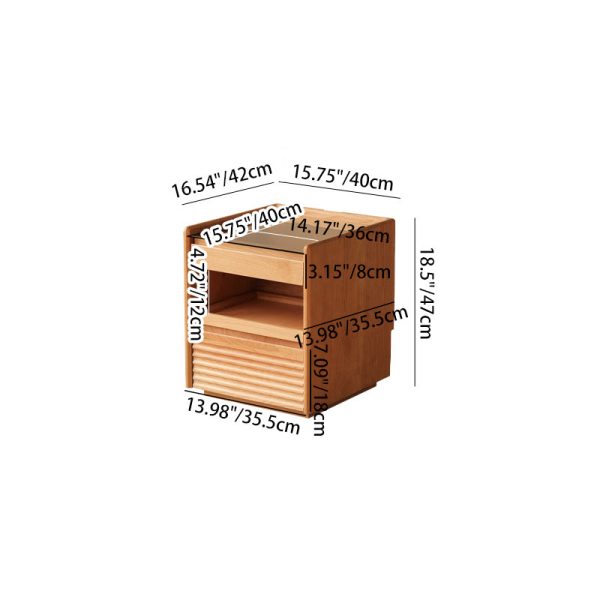 Contemporary Retro Solid Wood Cube Nightstand 3-Drawer For Bedroom - Image 4