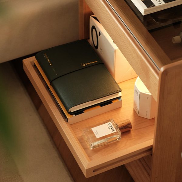 Contemporary Retro Solid Wood Cube Nightstand 3-Drawer For Bedroom - Image 12