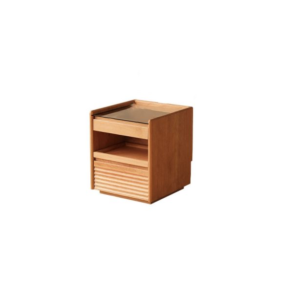 Contemporary Retro Solid Wood Cube Nightstand 3-Drawer For Bedroom - Image 33