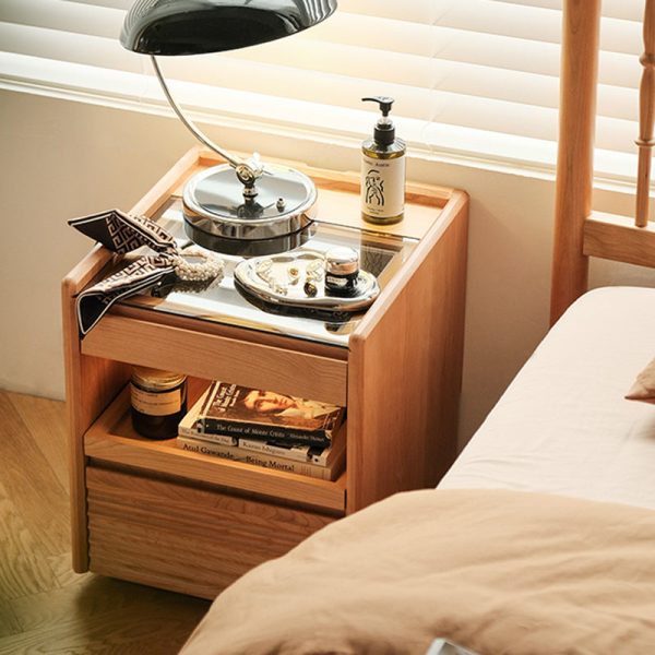 Contemporary Retro Solid Wood Cube Nightstand 3-Drawer For Bedroom - Image 27