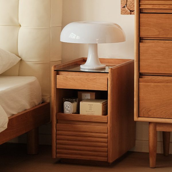 Contemporary Retro Solid Wood Cube Nightstand 3-Drawer For Bedroom - Image 3